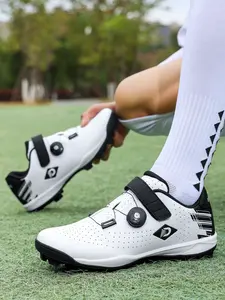 Men's Sport Shoes Leather Velcro Low Top Baseball Sneakers, Comfortable Outdoor Athletic Footwear, Trendy Professional Training Shoes