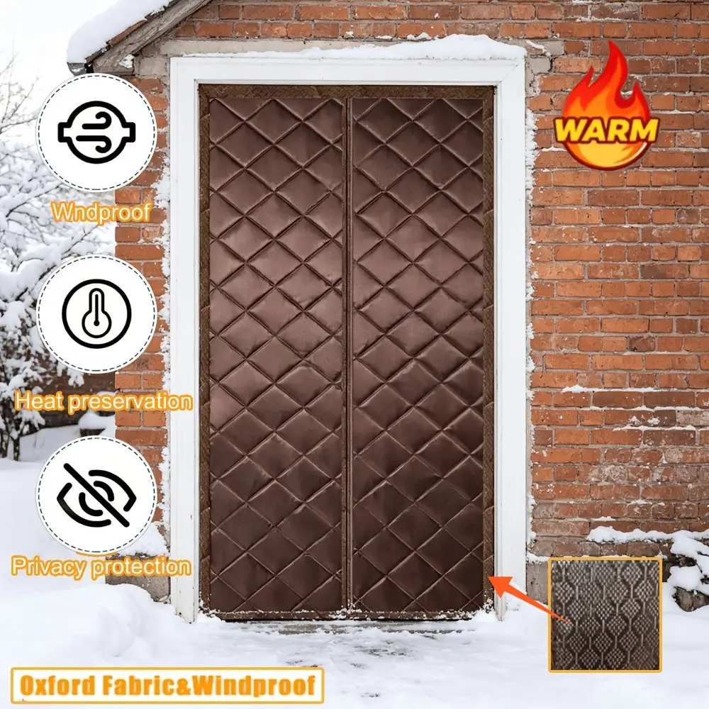 Magnetic Door Curtain, Thick Polyester Fiber Filling, Oxford Fabric, Temporary Magnetic Insulation, Keeps Warm Air and Cold Air