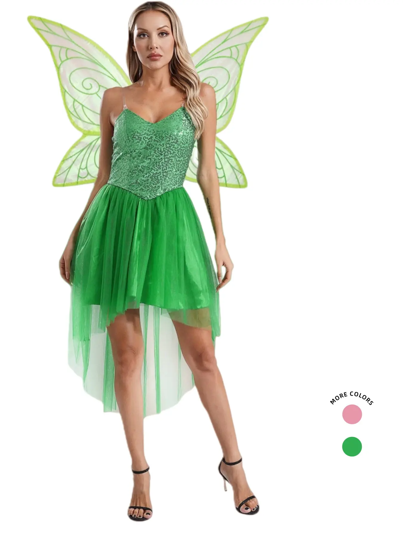 Playful Fairy Elf Dress With Wing Set Halloween Cos Stage Party Costume Cosplay Costume
