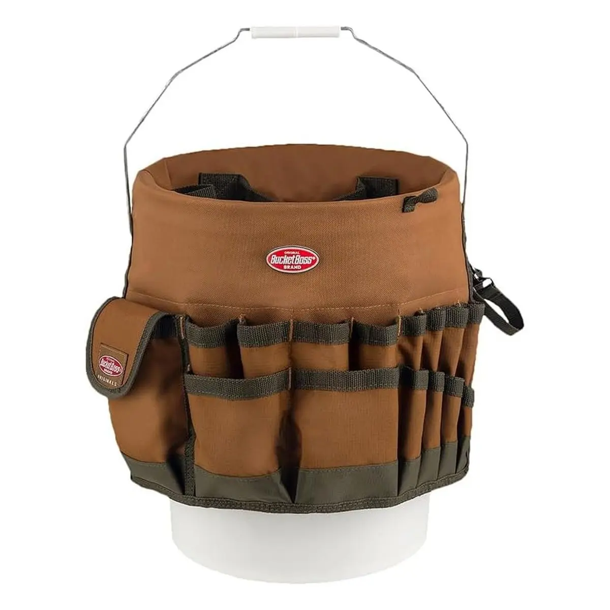 Bucketeer Bucket Tool Organizer in Brown, 10030, Fits 5 Gallon Bucket, Multiple Pockets for Tools and Supplies