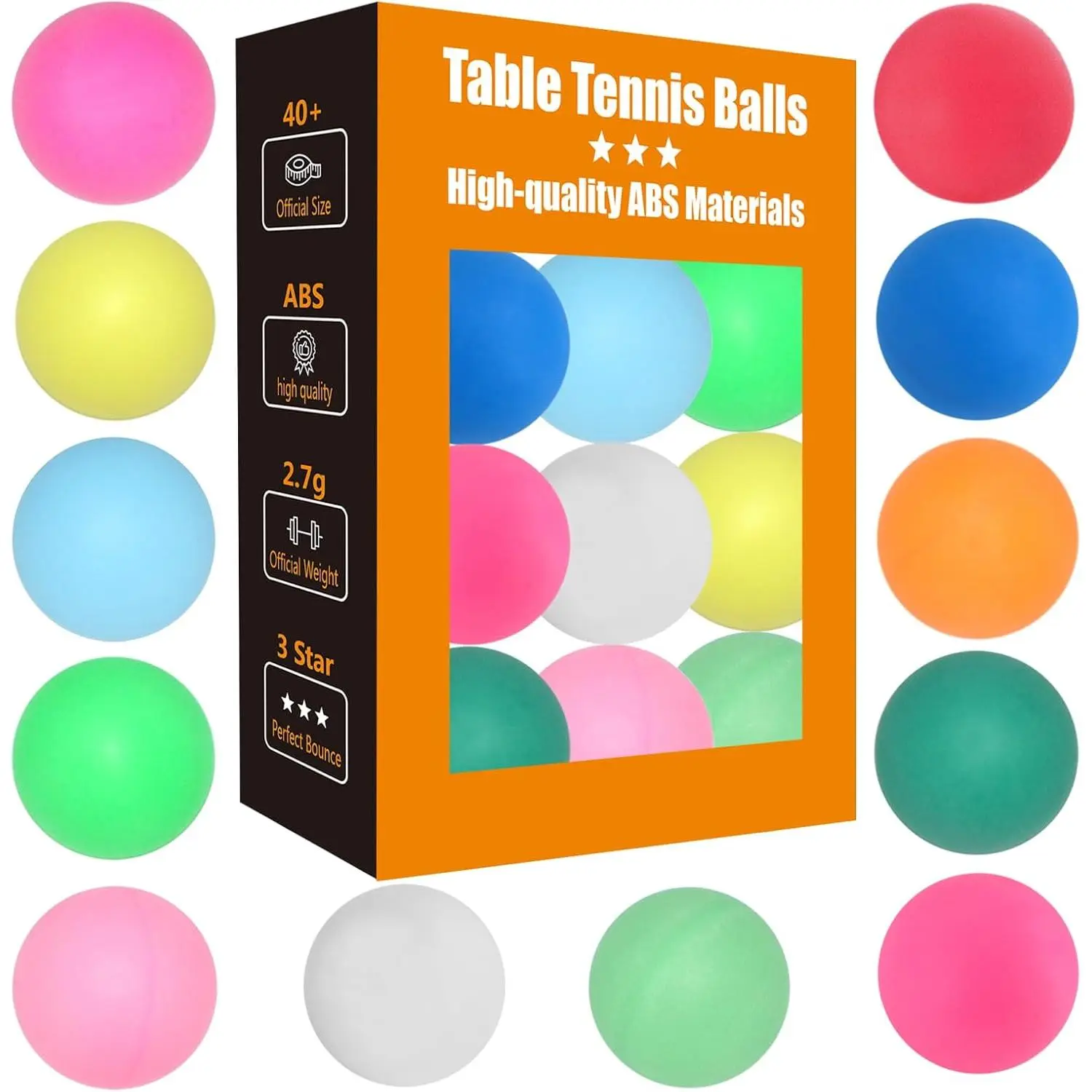 High Bounce & Durable ABS Mat Colored 3  Ping Pong Balls 4 Trainning,Party , Cats Toys