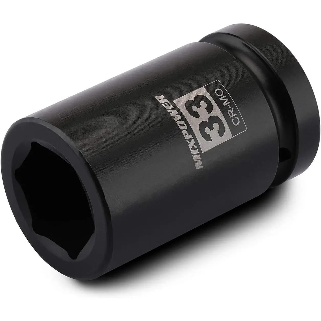 1 Inch Drive Deep Impact Socket, CR-MO, 33mm, 6 Point, Radius Corner Design, Chamfered Opening, Axle Nut Impact Grade Socket for Easy Removal