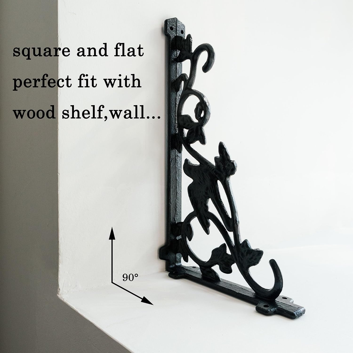 12 Inch Decorative Bird Shelf Brackets,2 Pack Cast Iron Shelf ,12''*6.5'' Antique Black Corbel,Screws Anchor Included