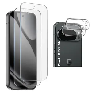 Google Pixel 10 Pro Xl Tempered Glass Screen Protector + Lens Film, 2-Pack HD Clear Design, Durable, Protective and Perfect Fit