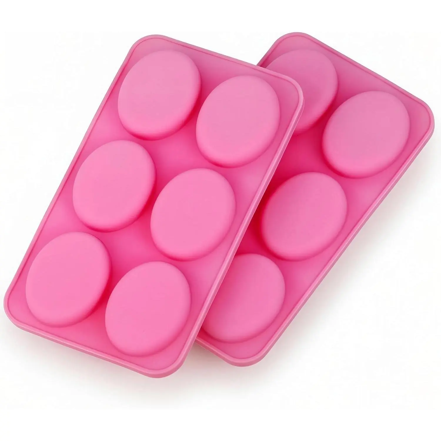 Oval Silicone Soap Mold 2 Pack, 6-Cavity Large Soap Making Molds for Handmade Soap, Lotion Bars, Chocolate, Candy, Candles, Bath Bombs & DIY Crafts