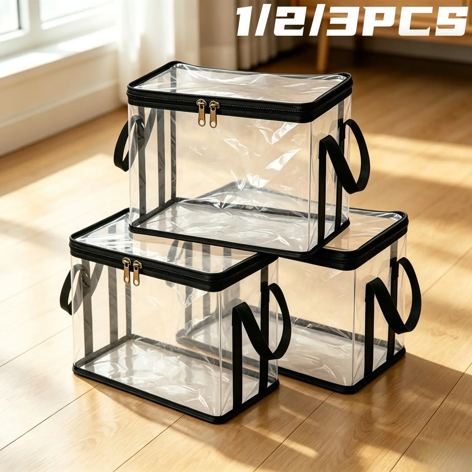Hinged Lid Clear Plastic Storage Box, Clear Storage Bins, Large Thick Heavy Duty High Capacity Organizer for Home Camping Travel Attic Moving, Heavy-Duty Durable Organizer