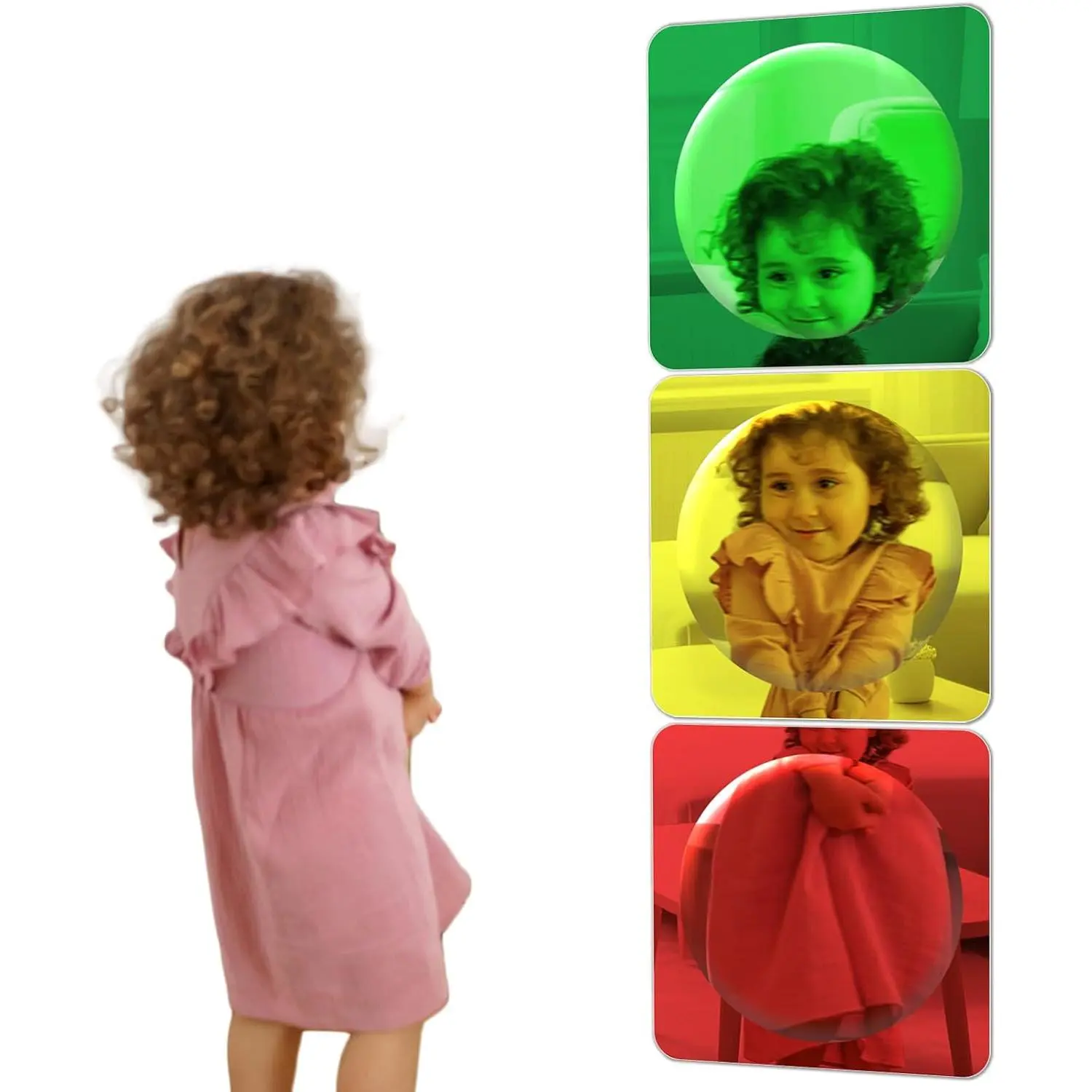 3Pcs Seneory Wall Acrylic Mirror 10inch Colorful Bubble Mirror Toddler Mirror for Bedroom Decoration Sensory Kids Toys for Home Kindergarten Primary School Decor (3, Red,green,yellow, 10 x 10 Inch)