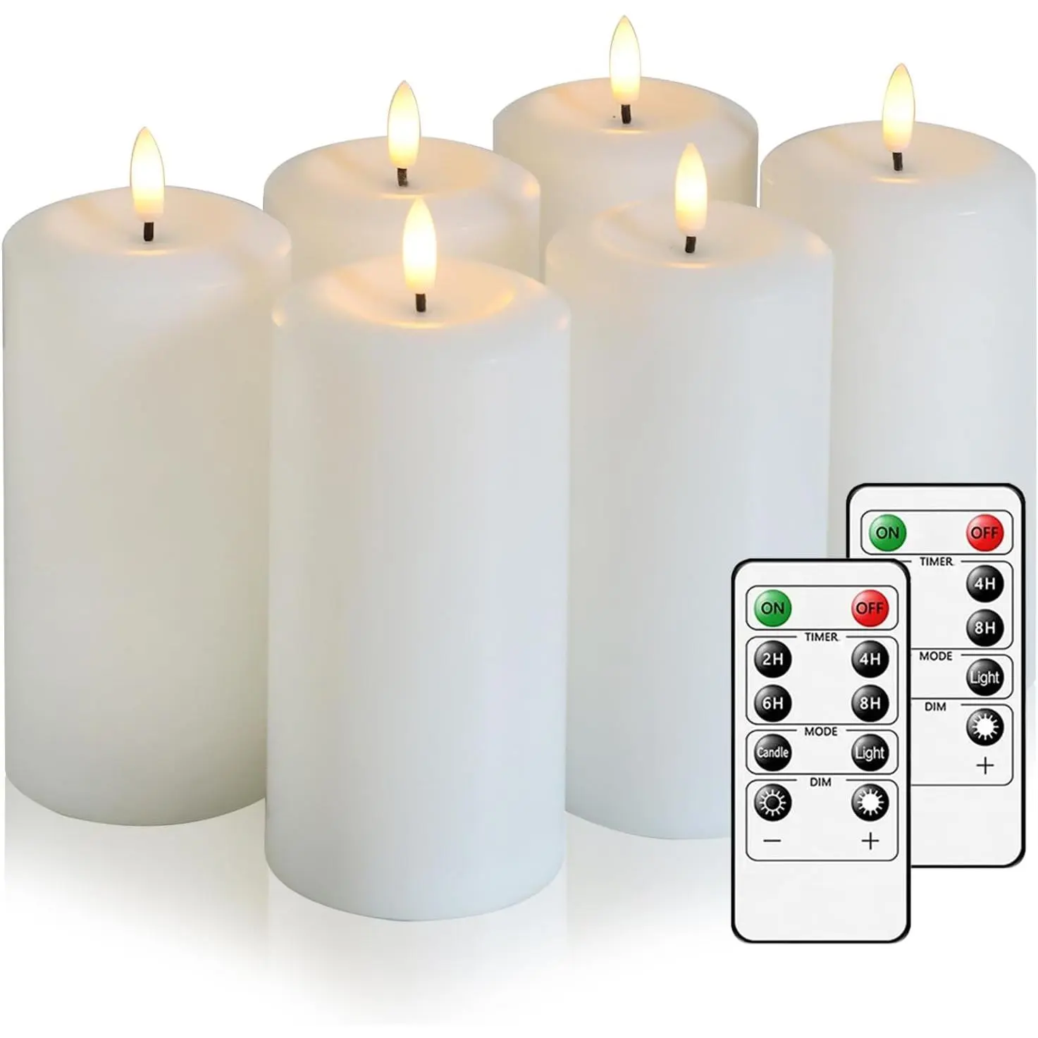Flameless Candles  Operated with Remote and 2/4/6/8 H Timer, 6 count Flickering  Electric Candles for Festival Wedding  Party Decor (D3 x H 6") (White)