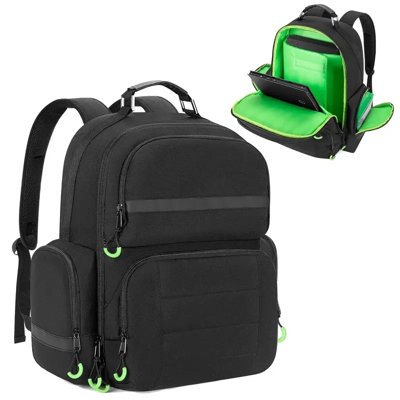 Durable Modern Synthetic Console Backpack with Controller Slots, Fits 15.6" Laptop & Cable Storage Carrying Case for Xbox 1/1 S/1 X/Series S/360/360 Slim Travel Gear (Design)-L