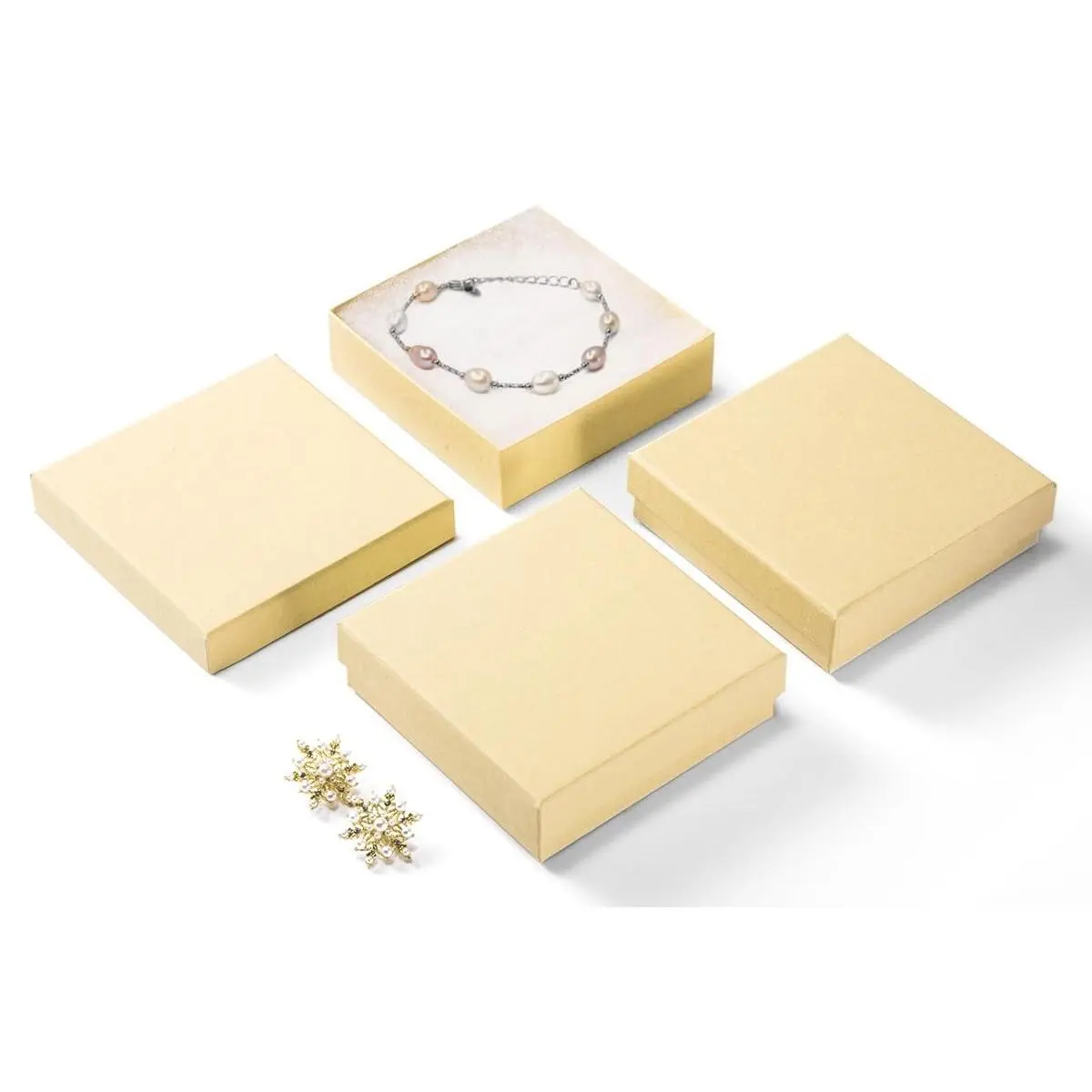Jewelry Gift Boxes 3.5x3.5x1 Inch Matte Brown 20 Pcs Cotton Filled Cardboard Boxes Bulk Shipping Packaging for Small Business Necklace Earring Bracelet Ring Kraft Square CasesGift