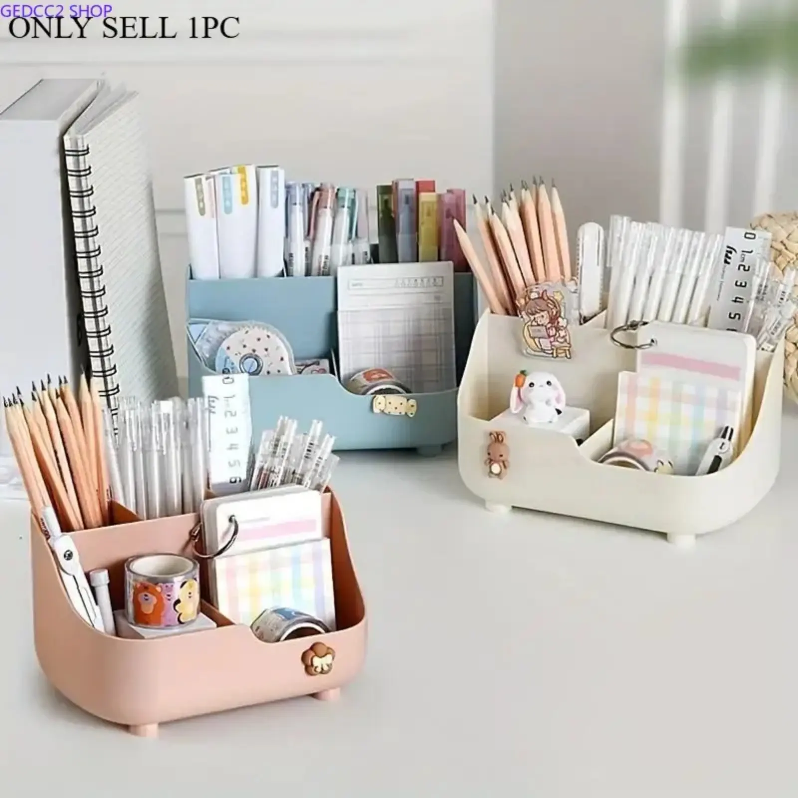 Large Capacity 5-Compartment Desk Organizer, Minimalist Desktop Storage Box for Pens, Stationery, Office Supplies, Home Office & School Desk
