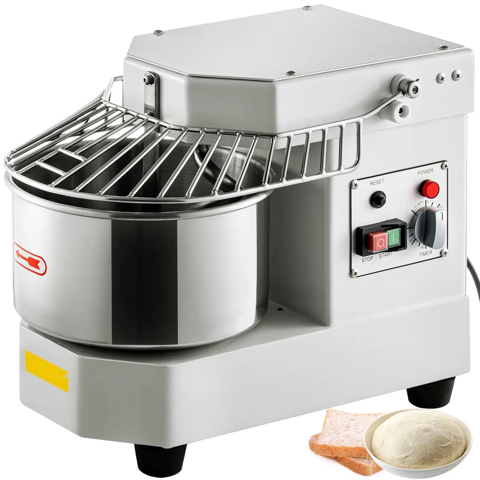 Commercial Food Mixer, 8.5 Quart Capacity, 450W Dual Rotating Dough Kneading Machine With Food-Grade Stainless Steel Bowl, Protective Shield, Timer, And Easy-Clean Design, Suitable For Bakery, Restaurant, And Pizzeria