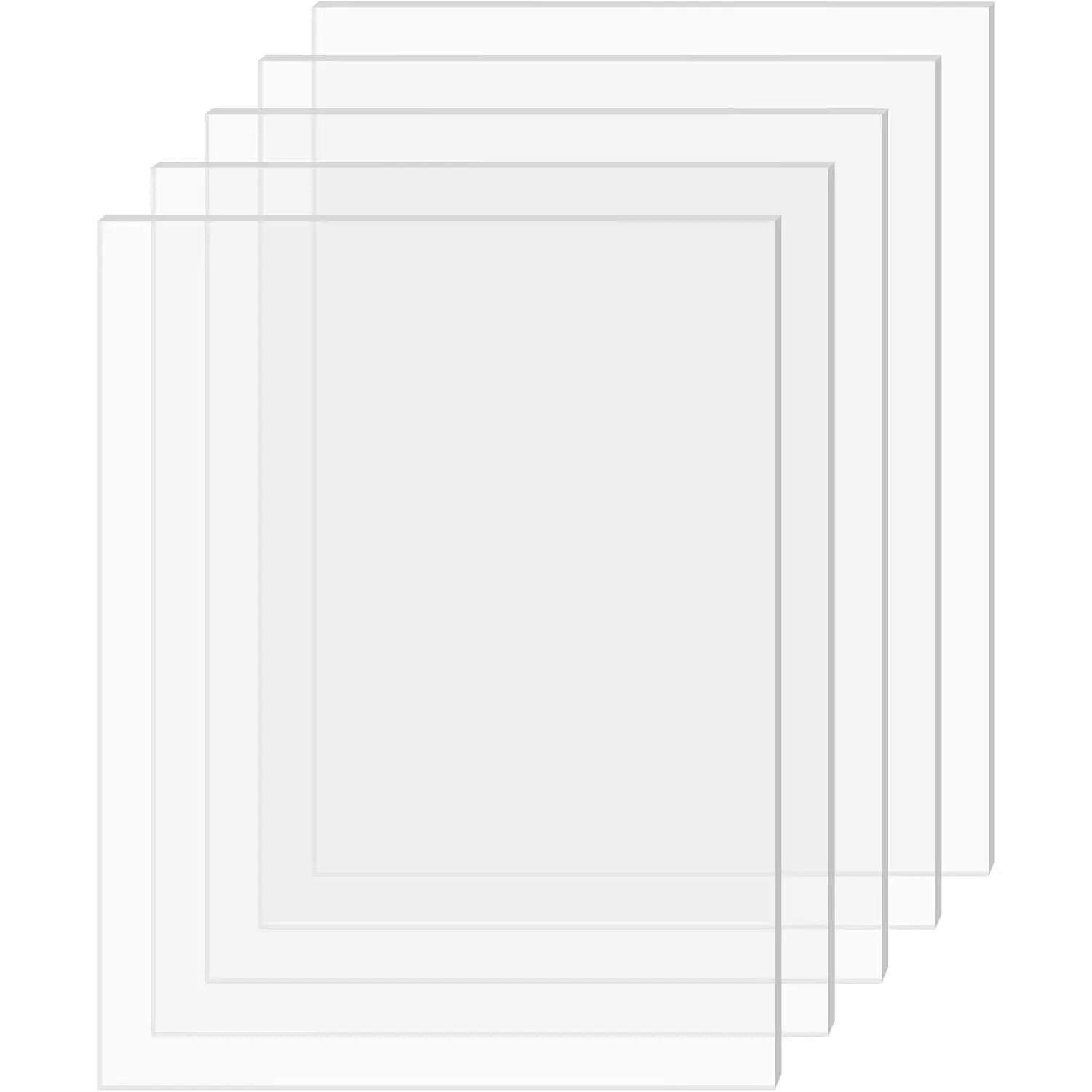 Sheet Clear Cast Plexiglass 5”x7” 0.08” Thick 2mm, 5 Pack | Transparent Plastic Plexi Glass Board with Protective Paper for Photo Frame , DIY Display Projects, Craft
