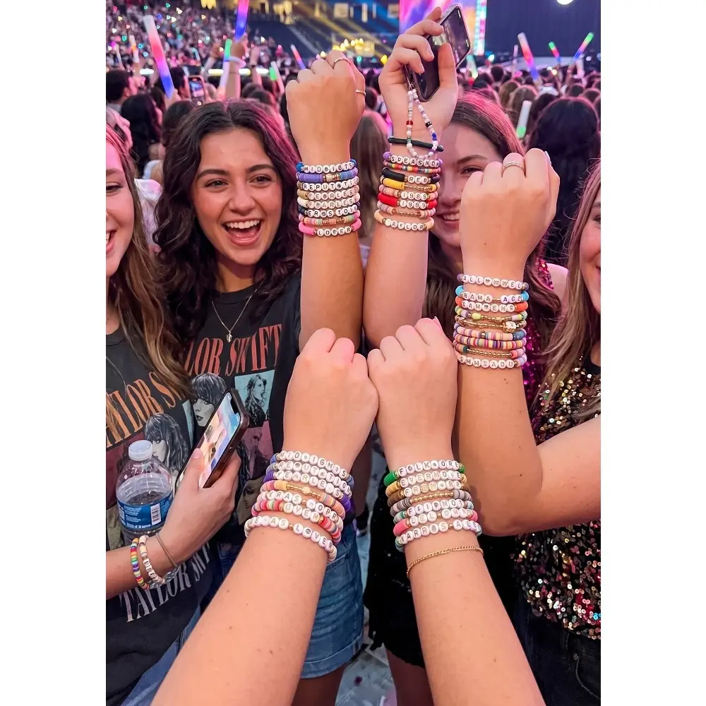 24 Pcs Back to School Friendship Bracelet Kit style Colorful Soft Clay Beads and Nepal Woven Handmade combination bracelet set Friendship Bracelets Set Boho Style Friendship Hand Rope Jewelry Set for the Eras Music Friendship Bracelets