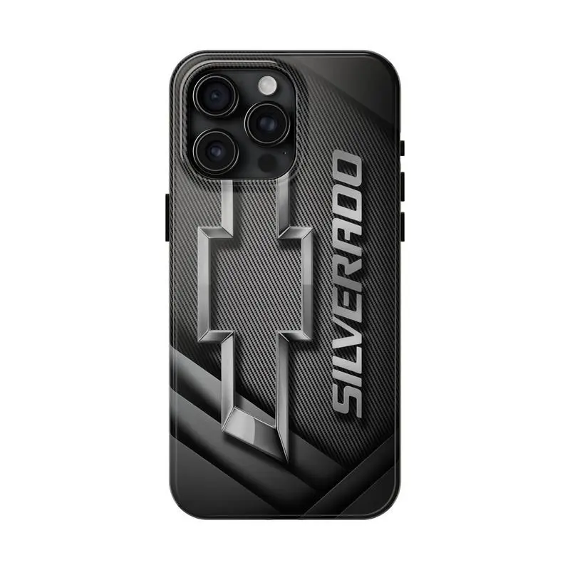 Chevy SILVERADO Dual-Layer Shockproof TPU+Polycarbonate Phone Case with Protection, Non-Slip Ergonomic Design, Precise Printing, Screen Edge Guard - Mobile Accessories for iPhone 11 Pro Max/Plus-17, Samsung Galaxy S23-25