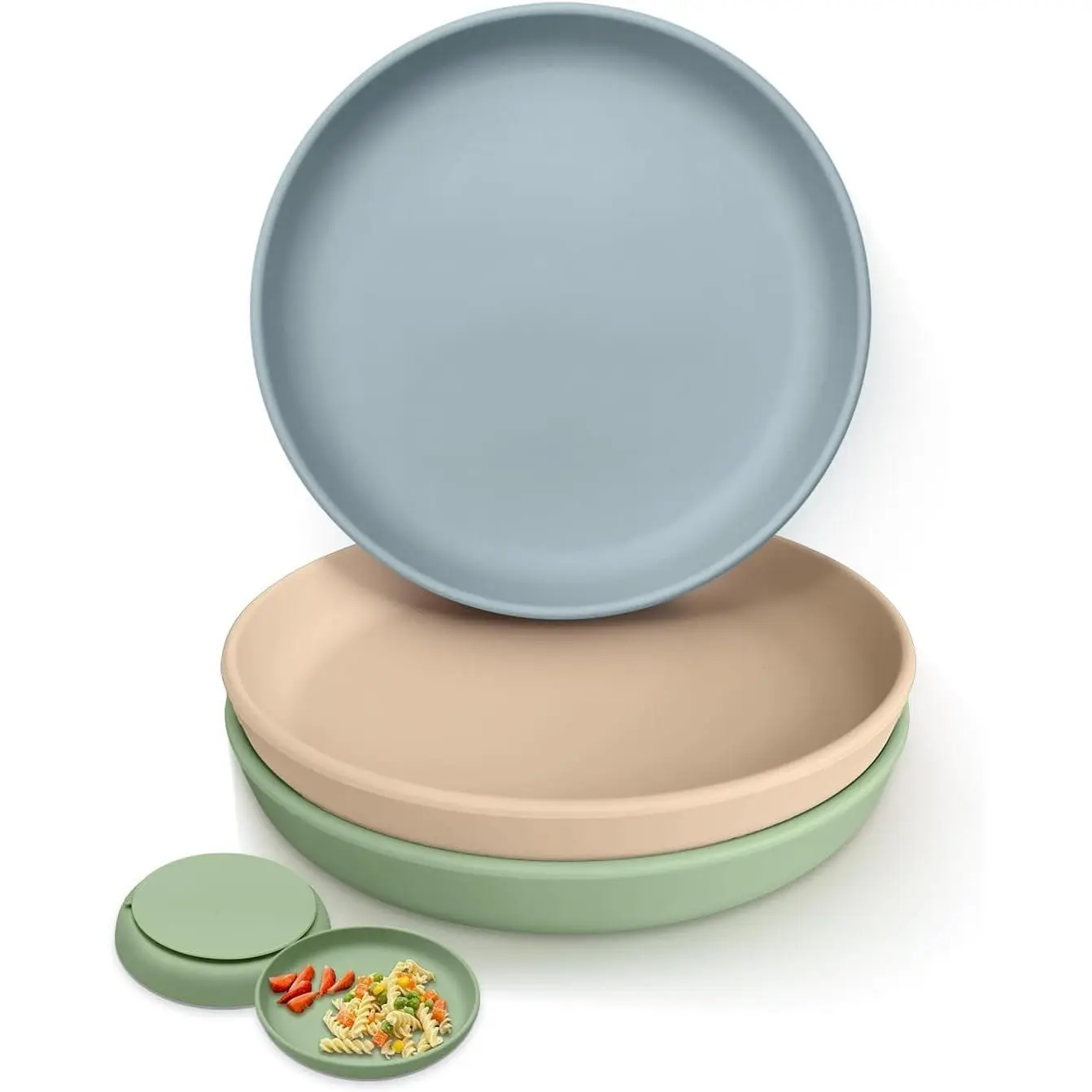 Baby Toddler Suction Plates 3 Pack - 100% BPA-Free Silicone Baby Dishes with Stay-Put Suction Base, Deep Walls for Self-Feeding, Microwave & Dishwasher Safe for Babies Toddlers Kids(Gift)