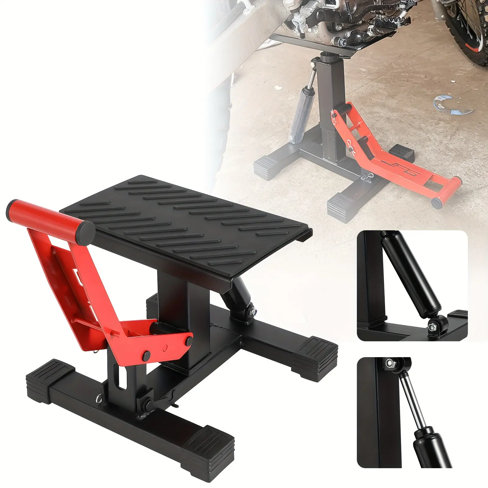 Motorcycle Lift Stand 1000lbs, Adjustable Height Lifting Table, Ideal for Dirt Bikes, Street Bikes, Racing Atvs, Quads, Kayo Scooters, Enduros, High Capacity
