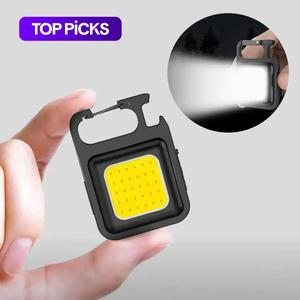 outdoor portable mini keychain light, cob emergency lamp, multifunctional pocket light, 3 gear adjustable keychain light for outdoor camping hiking, portable flashlight, high lumen flashlight
