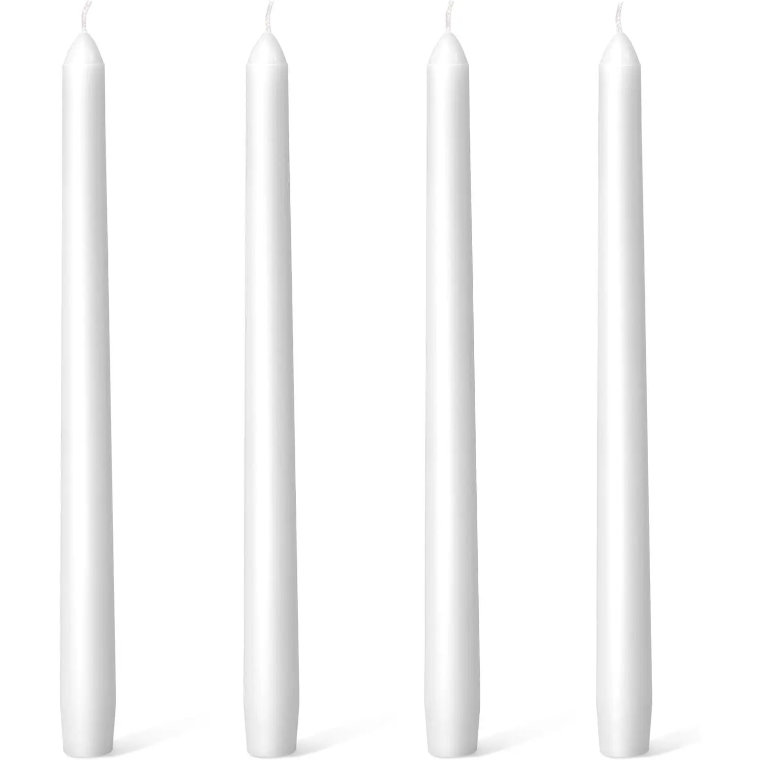 White Taper Candles - 4 Pack 10 Inch Candlesticks - Dripless &  for 8 Hours - Unscented Paraffin Wax -  for Wedding Christmas Halloween Holiday Dinner Table &  Decor