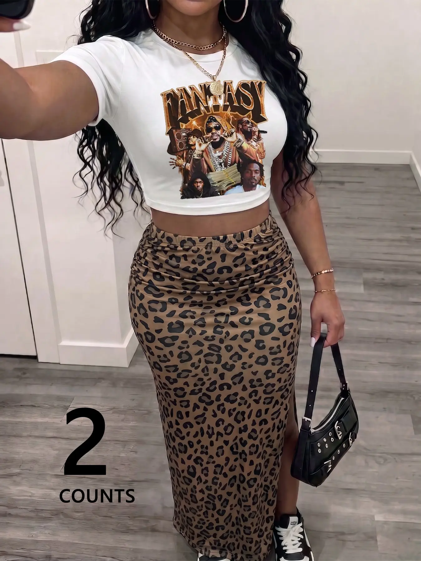 Women's Leopard Print Split Hem Bodycon Skirt, Hip Hugging Skirt, Casual Fitted Skirt, Sexy Slim Fit Spring Fall Dress, Perfect for Parties, Casual and Daily Wear, Ideal Gift Choice