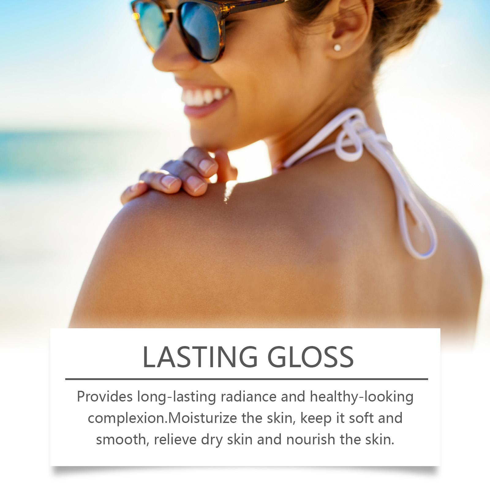 OUHOE Gold Shimmer Tanning Gel, Sunflower & Calendula Herbal Protection, 10-Min Quick Dry, Reduces Sun Damage, Lasting Gold Luster for Radiant Skin, All Skin Types Intensive Hydrating sunscreen self dark tanglow bronzing agent balm