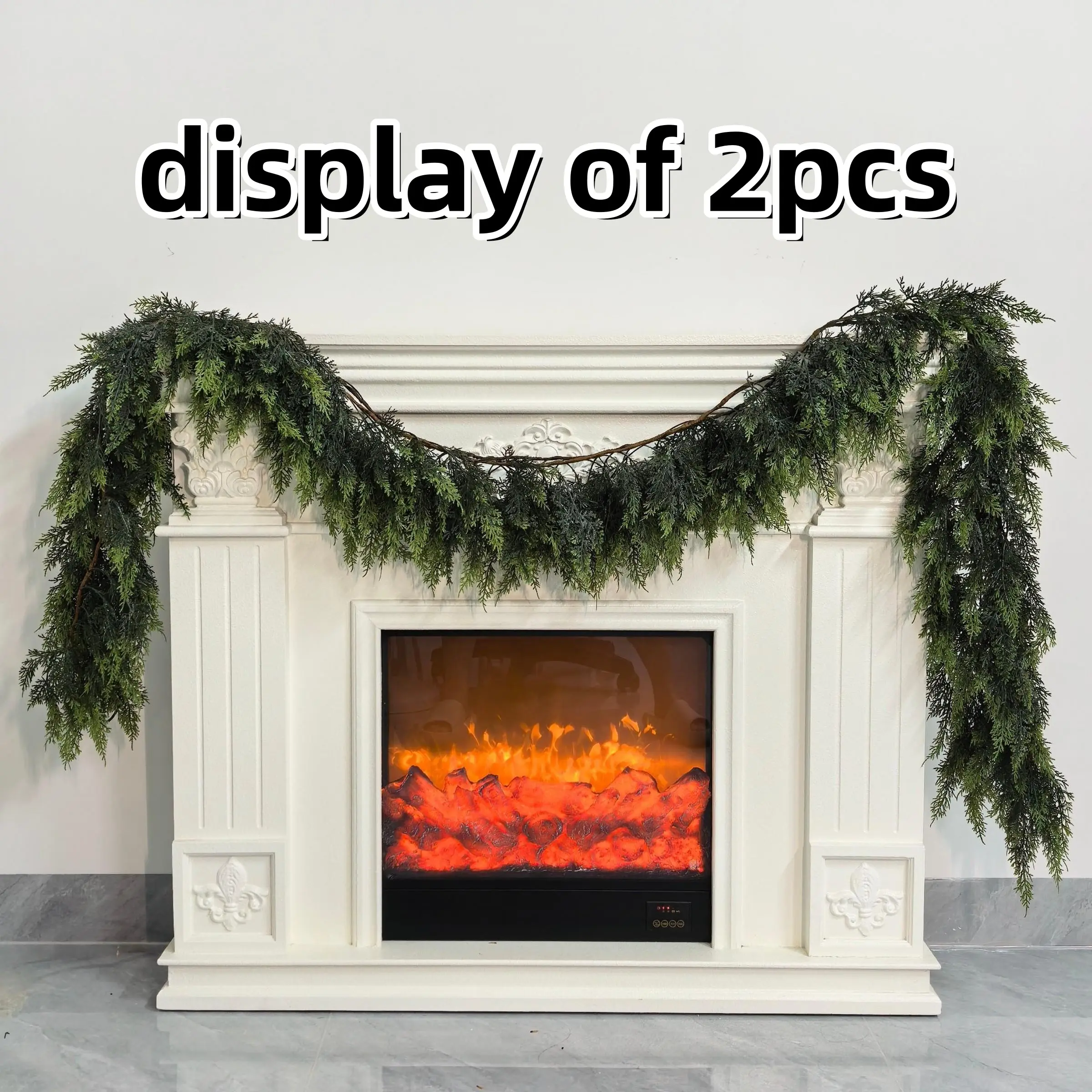 6/9ft Christmas Cedar Garland with Soft Real Touch Pine, Artificial Cedar Pine Garlands for Fireplace Mantel, Table, Door Frame, Staircase, Christmas Decorations