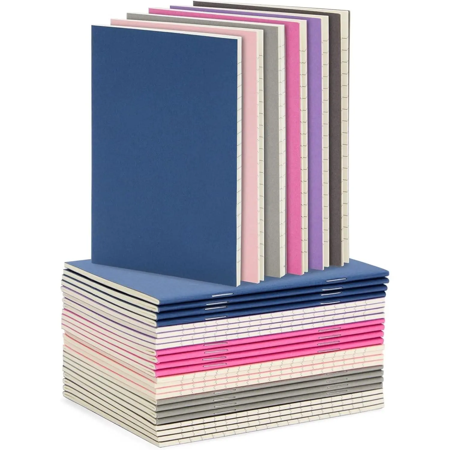 24 Pack Mini  Notebooks for , Bulk Pocket Notepads with 48 Lined Pages for Journaling, Writing, Composition, School Supplies (6 Colors, 3.5 x 5 in) - Composition Notebook
