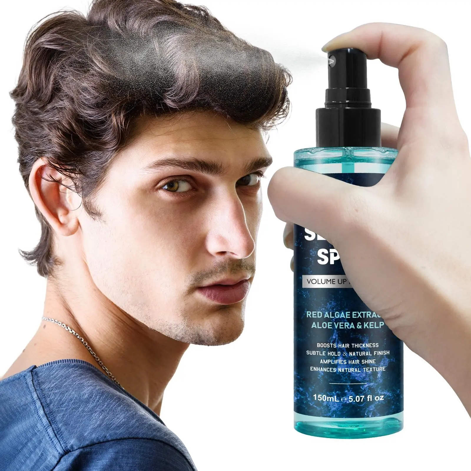 Sea Salt Hair Setting Spray, Daily Use High Crown Volume, Curl Texture Styling, Fluffy Finish, Non-Flammable Liquid, Single Unit