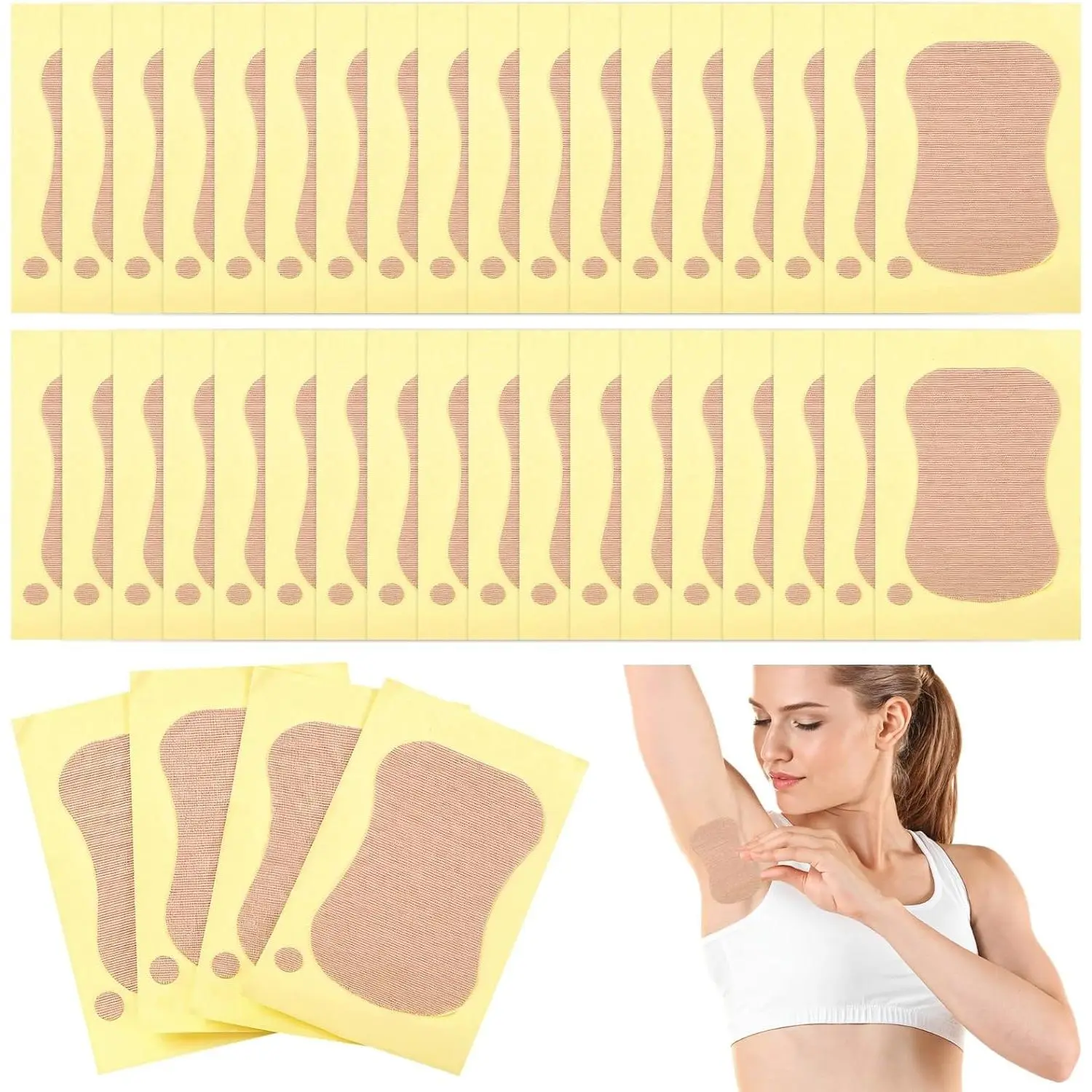Disposable Cotton Armpit Patches Foot Stickers, Underarm Sweat Pads, Sweat Absorbing Pads, 3 X 4.7 in, 100 Pcs for Sports & Daily Use Body Care