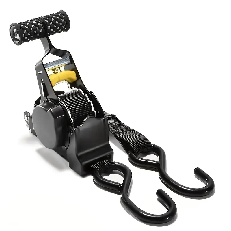 1pcs Heavy-duty Automatic Retractable Ratchet Strap - 11ft Long S-hook, Padded Handle, 1500 Lbs Working Load Limit Cargo Securer with Tensioning for Lorries, Trailers, Household Appliances