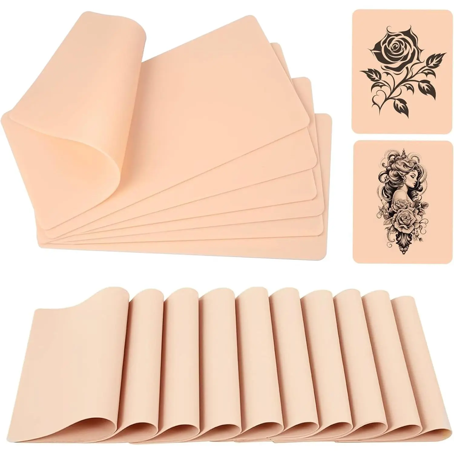 Blank Tattoo Practice Skin - 5/10/20 Pcs Double Sides Fake Skin Tattoo Skin for Practicing, 8*6 in Soft Practice Skin for Beginners and Experienced Tattoo Artists- Cosmetic eye black stick diy tattoo
