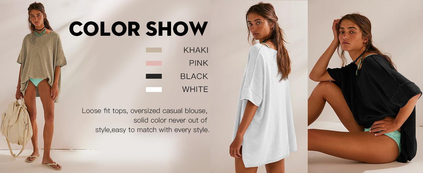 Imily Bela Women's Oversized T Shirts Casual Summer Crew Neck Loose Dropped Short Sleeve Side Slit Hem Blouse Tunic Tops Imily Bela Women's Oversized T Shirts Casual Summer Crew Neck Loose Dropped Short Sleeve Side Slit Hem Blouse Tunic Tops