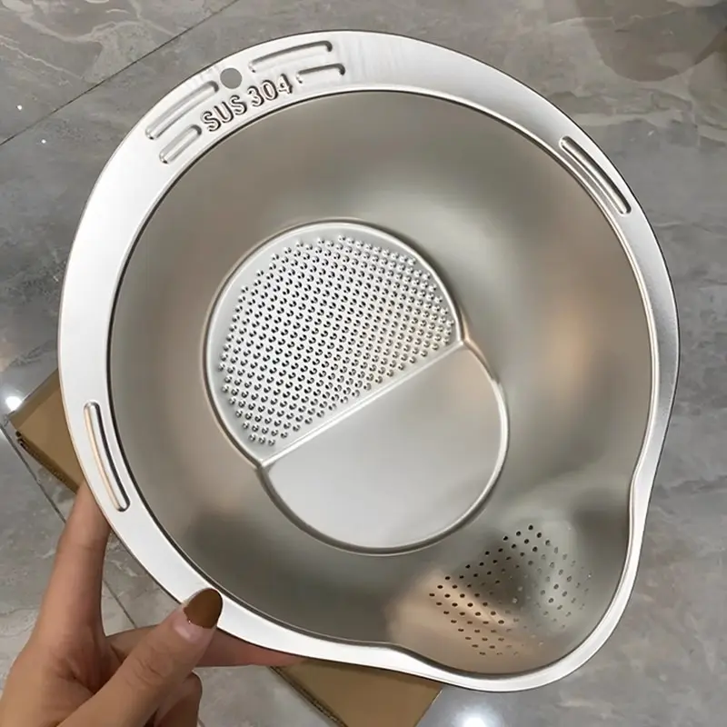 316 Stainless Steel Sink Drain Basket New Home Use Vegetable Washing and Filtering Basket Rice Washing Magic Kitchen Drain Basin Kitchen Sink Strainer Stainless Steel Drainer