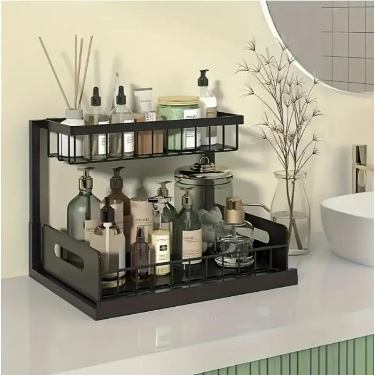 NEW Pull Out Slide Out Cabinet Organizer Metal Drawer Sink Storage Rack for Kitchen Bathroom Pantry Cupboard Closet Bathroom Organizers