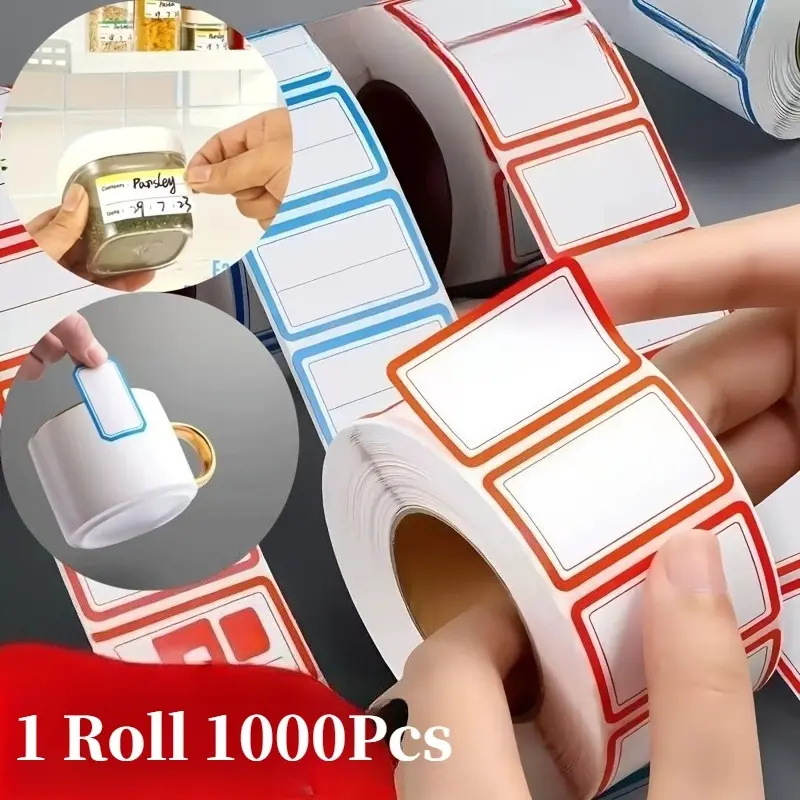 1 Roll 1000Pcs Freezer Labels Waterproof Oil Resistant No Residue Removable Stickers With Marker Pen For Kitchen Fridge Food Containers Pantry Labels For Containers Spice Labels School Campus Storage Prep Meals Birthday Gift Thank You Organizing Stickers