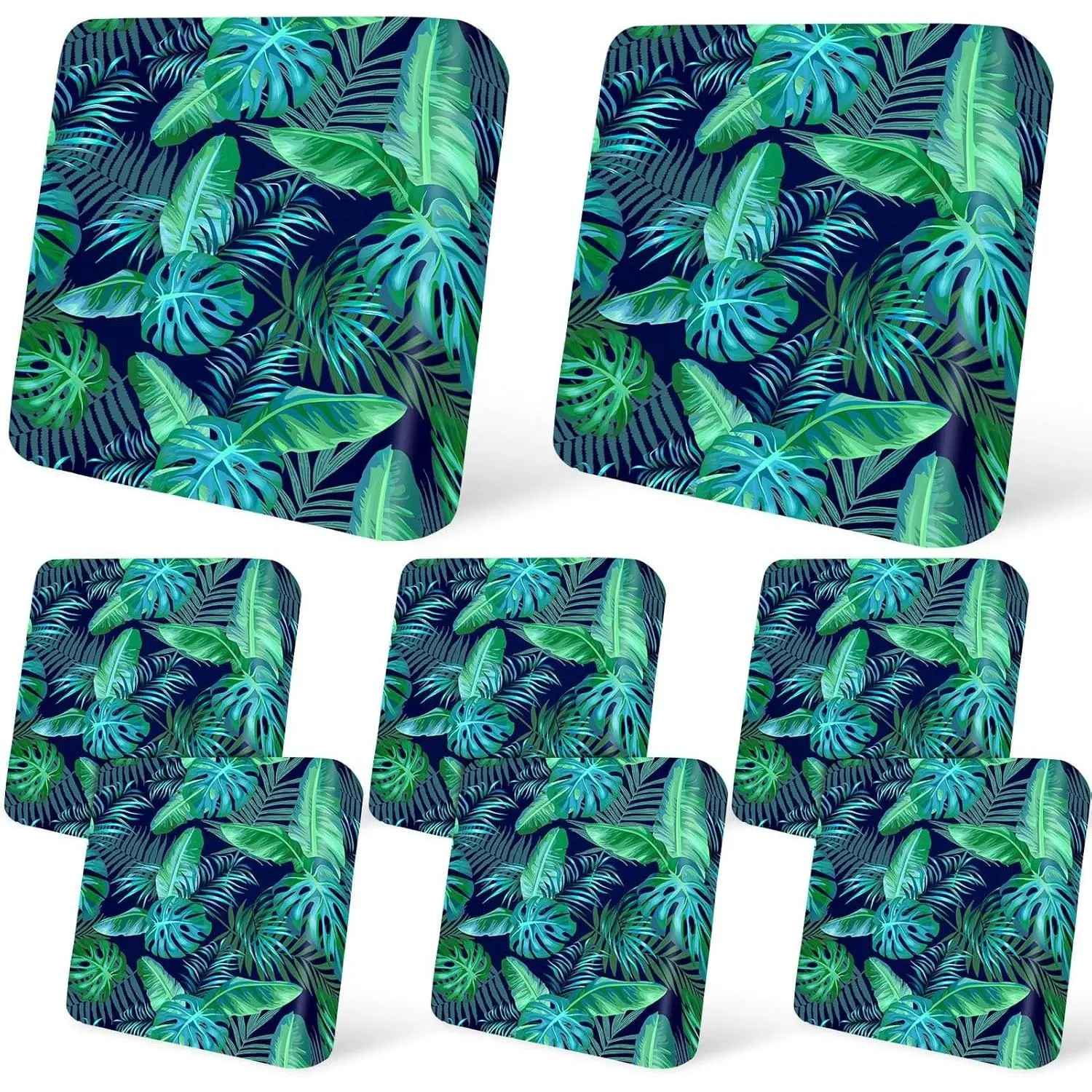 8Pcs Patio Cushion Covers Stretch Outdoor Couch Cushions Slipcovers Replacement Washable Furniture Protector with Elastic Bottom Sofa Chair Seat Cover, Palm Leaves