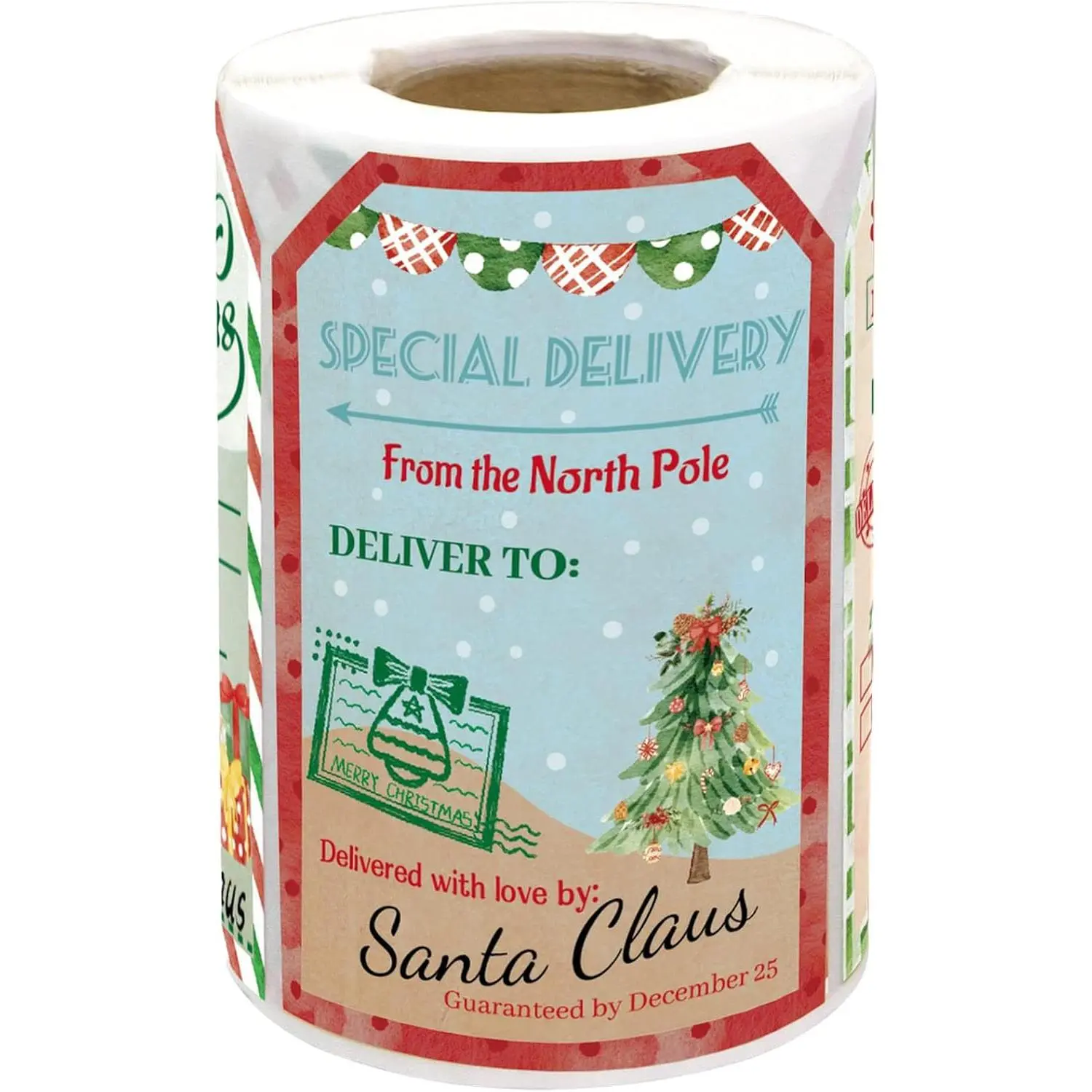 Self-Adhesive Christmas Labeling Tags, 200-Count Roll Pack, 2x3 in Holiday Theme North Pole from Santa Gift Tags for Holiday Cards & Wrapping (Office Stationery Supplies)