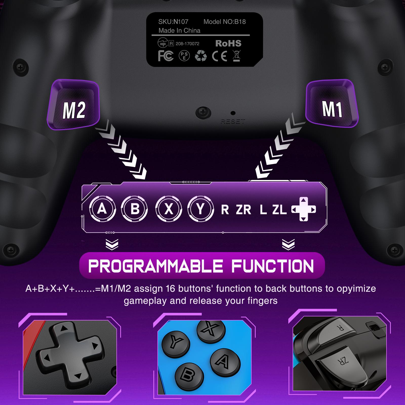 Switch 2 Controller for Switch 2/Switch/Lite/OLED/Android/iOS/PC, Wireless Pro Controller Work with Programmable,Vibration,TURBO & Wakeup