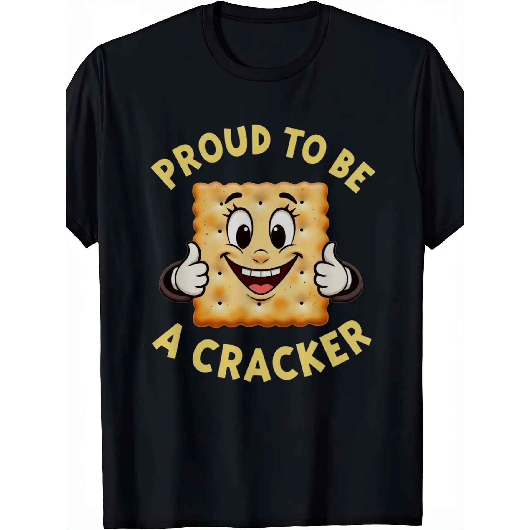 Unisex Humorous Proud to Be a Cracker Cotton Knit Short Sleeve Tops, Vintage Geometric Print Round Neck Casual Sports Tee, Body Shape-Flattering, Hand Wash Ok