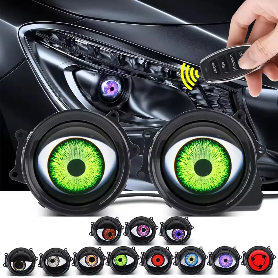 33-Mode LED Devil Eye Car Decorative Light - Remote Controlled Dynamic Eye Light, Universal Waterproof Accent Lighting for Cars & Motorcycles, Car LED Lights, Auto Decorative Light