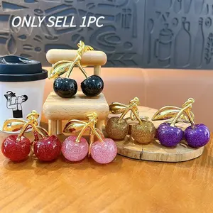 Shiny Cherry Design Bag Charm, Fashionable Women and Girls Keychain, Wallet Accessory, Stylish Pendant, Elegant Birthday Gift