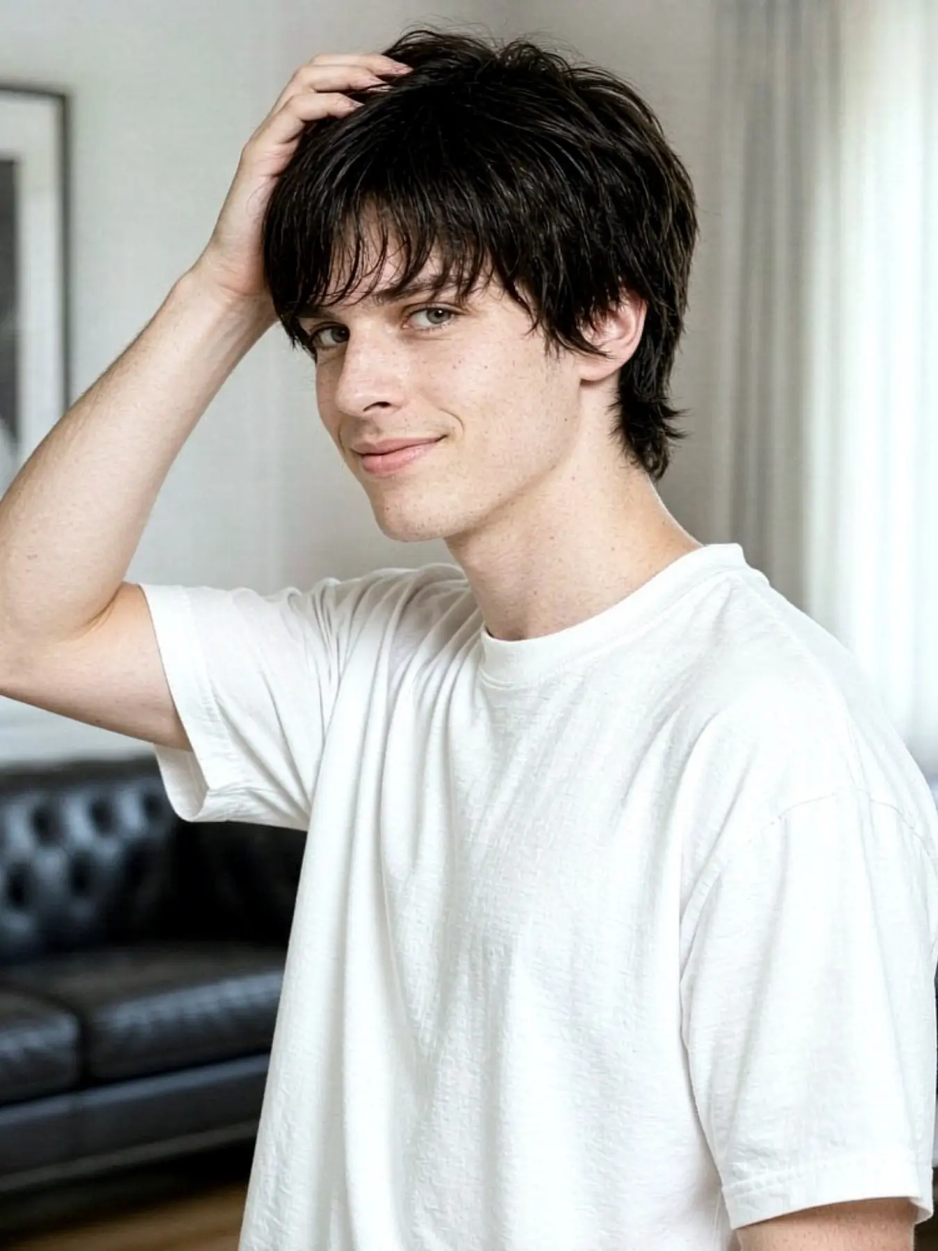 8 Inch Short Natural Synthetic Wig for Men, Straight Hair, Soft Layered Fluffy, Halloween Cosplay, Daily Party Wigs
