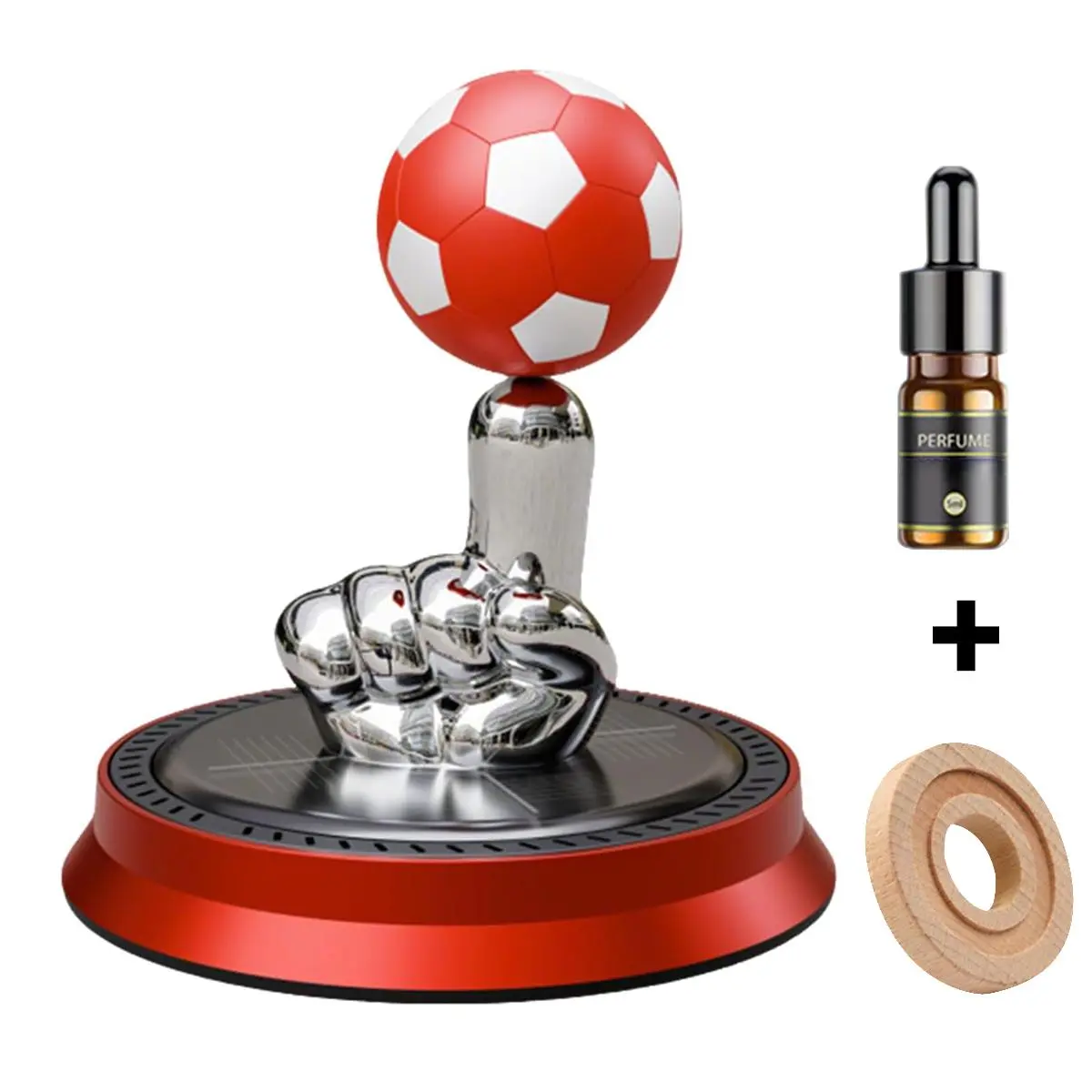 Solar Powered Football Fragrance Diffuser – Car Ornament & Air Freshener, 360° Auto Rotation, Essential Oil Aroma, Dashboard Decor for Football Fans, Dual-Use Car & Home Air Purifier