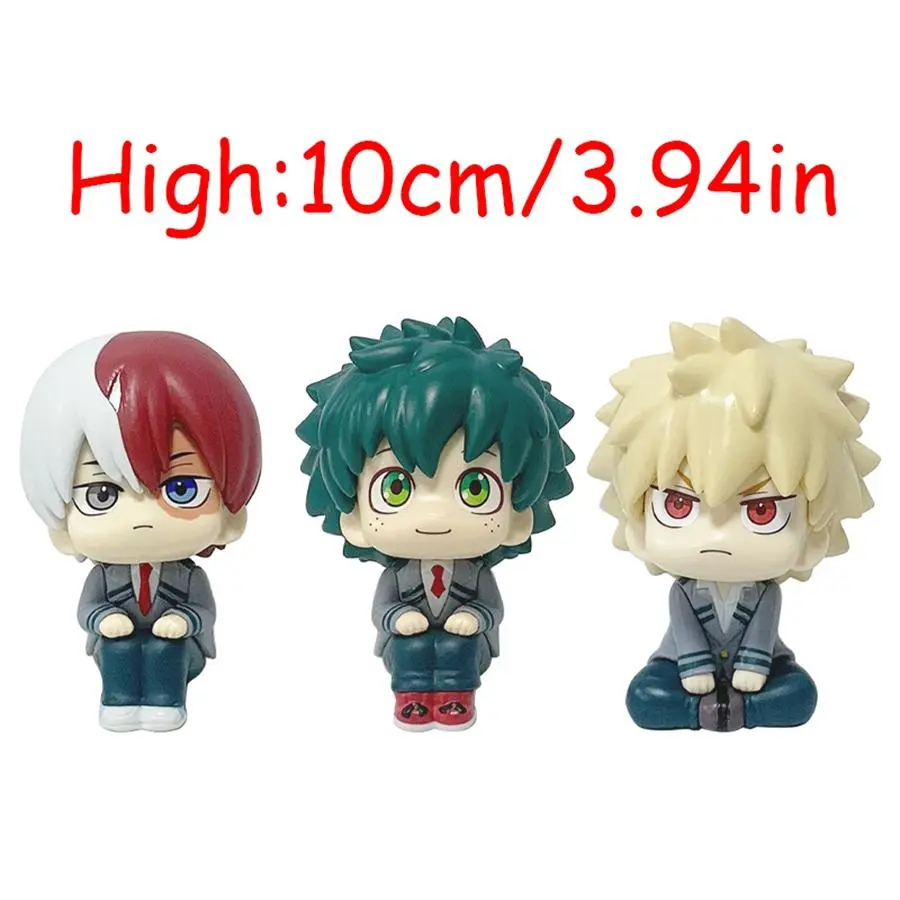 10cm Boku no Hero Academia PVC Anime Collectibles - Midoriya Izuku, Bakugo Katsuki, Todoroki Shoto Mini Figure Toys for Collectors