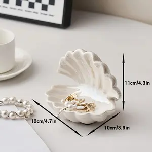 Pink Iridescent Seashell Jewelry Tray, Coastal Aesthetic Catchall Dish for Rings, Keys and Small Accessories, Decorative Vanity Organizer for Entryway, Bedroom and Bathroom, Pearlcore Room Decor Accent for Women and Home Styling