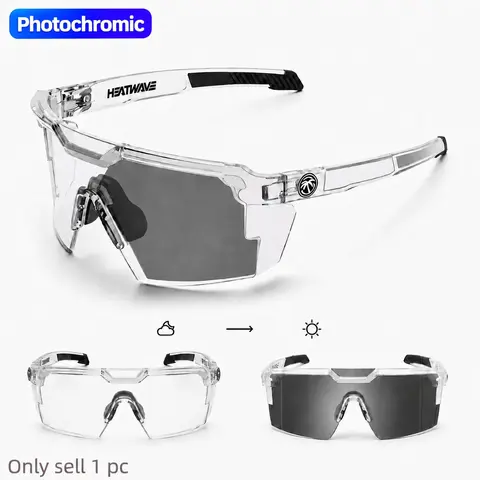 Photochromic Sports Glasses, Lightweight UV400 Cycling Eyewear, Mountain Bike Glasses with Anti-Slip Nose Pads, Outdoor Sunglasses for Running, Hiking, Fishing and Riding, Protective Eyewear