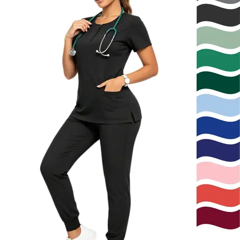 Anti Wrinkle Scrubs Workwear, Basic Casual Washable Soft Fabric Hospital Uniforms, Medical Scrubs Top and Pants Jogger Sets, Surgical Uniforms for Women, Clinical Medical Suit for Doctor and Nurse