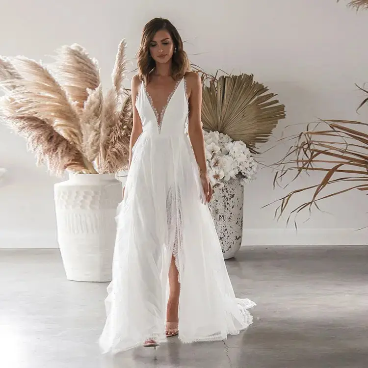 2025 Sexy Suspender Dress Wedding Dress Evening Dress