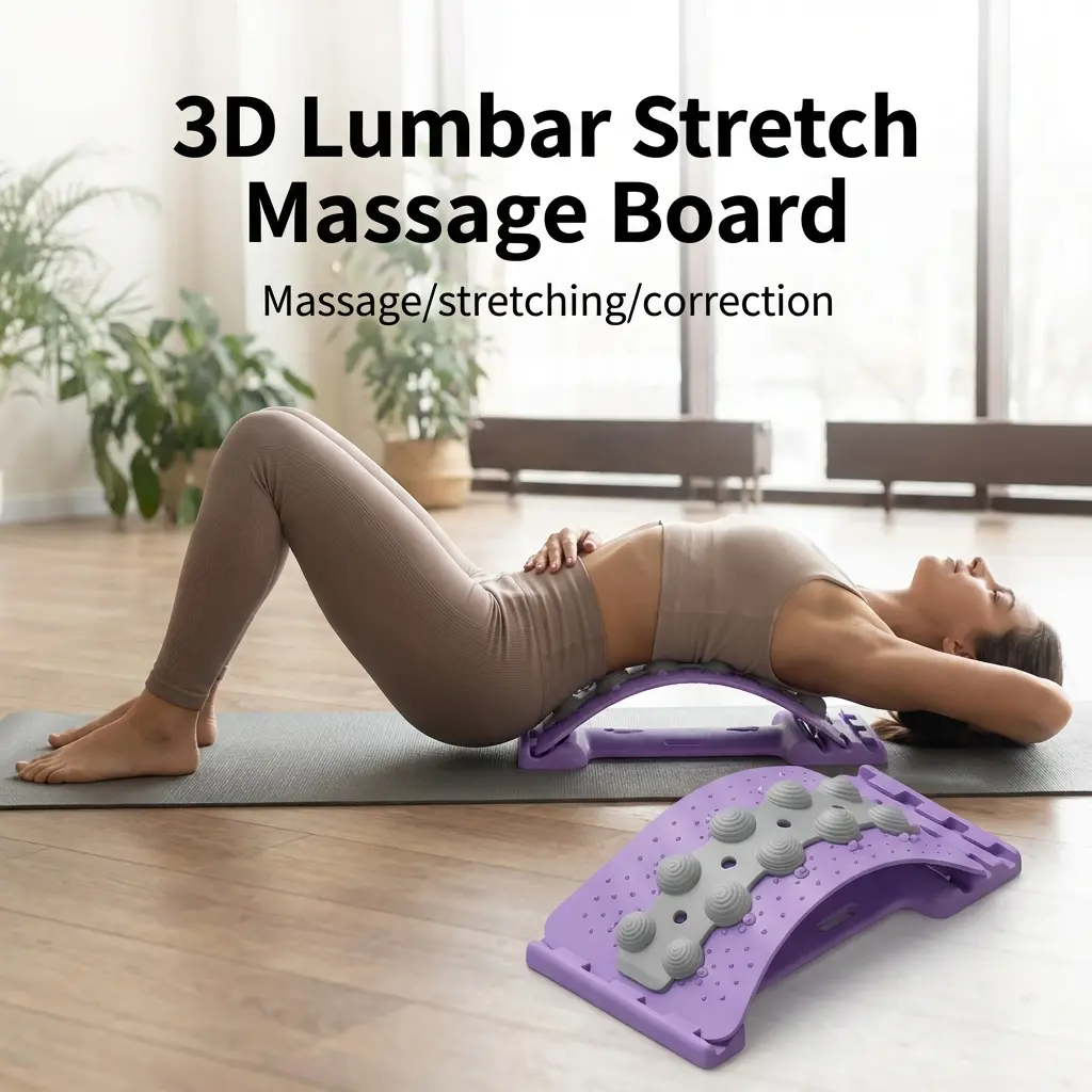 Ergonomic Back Stretcher with 3D Lumbar Support, Adjustable Spinal Decompression Tool for At-Home Muscle Therapy and Pain Relief, Spinal Support, Conditioning, Home Supplies, All, Plastic, Bedroom, Stretching