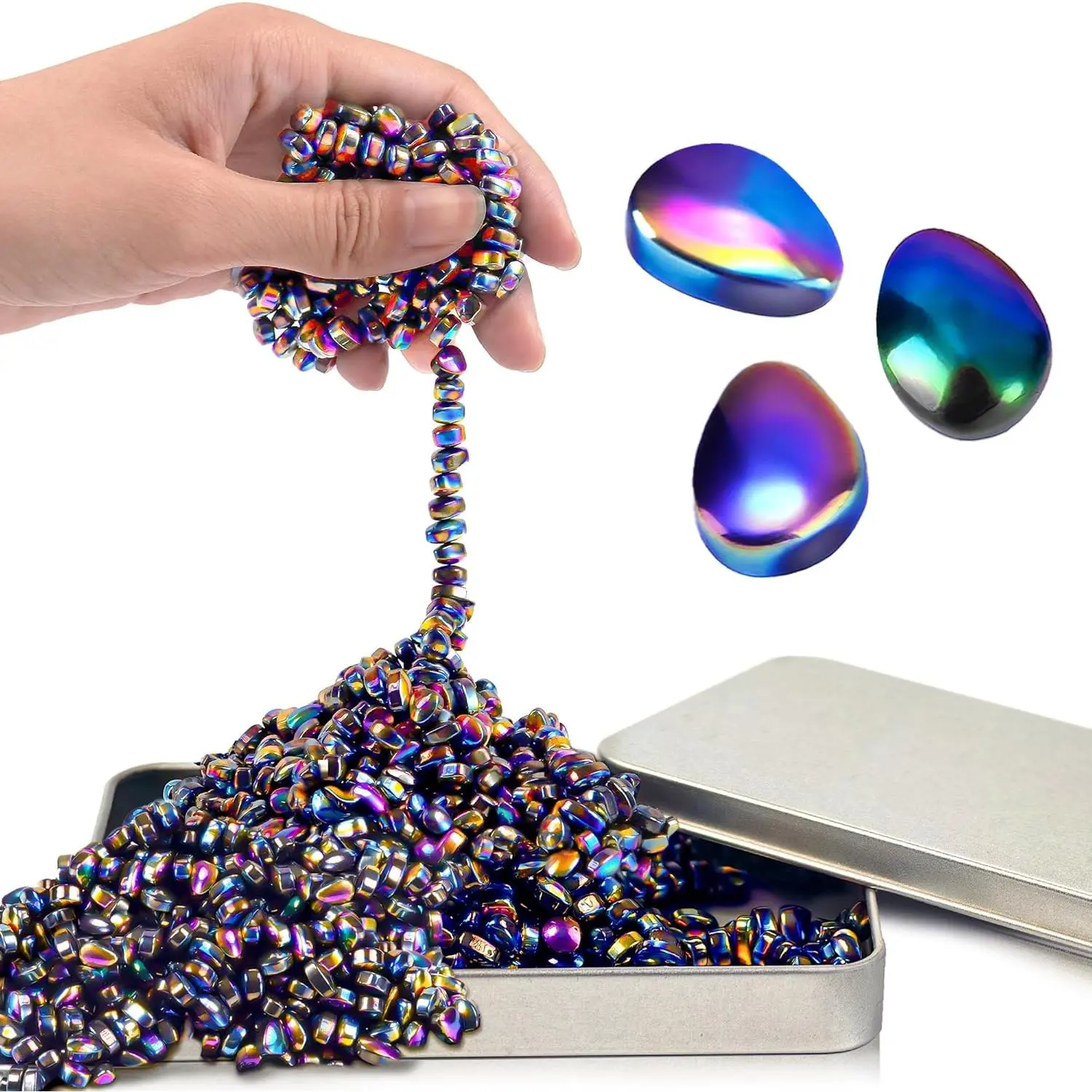500pc Metal Beads Stones Ferrite Putty Fidget Toys & Gadgets for Teen/Adult Sensory Play, Quiet Office Desk Sensory Tools for Autism ADHD, Cool Squishy Squeeze Gifts, Tools And Gadgets
